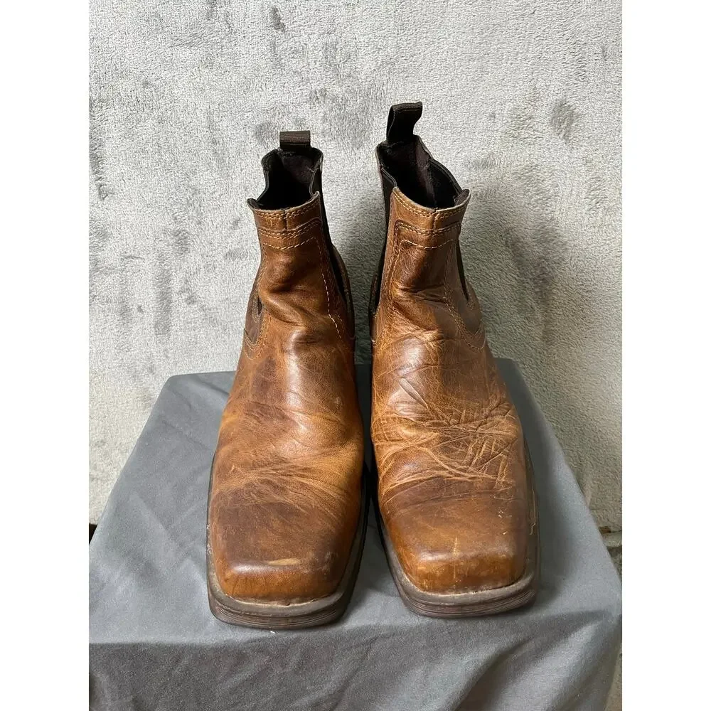 Ariat Midtown Rambler Square Toe Chelsea Boots Men’s 13D Brown Leather Western